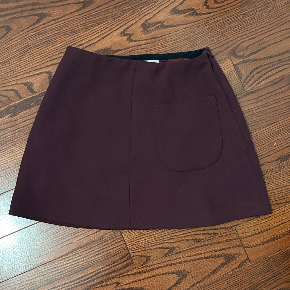Wilfred Burgundy Mini Skirt with Front Patch Pocket